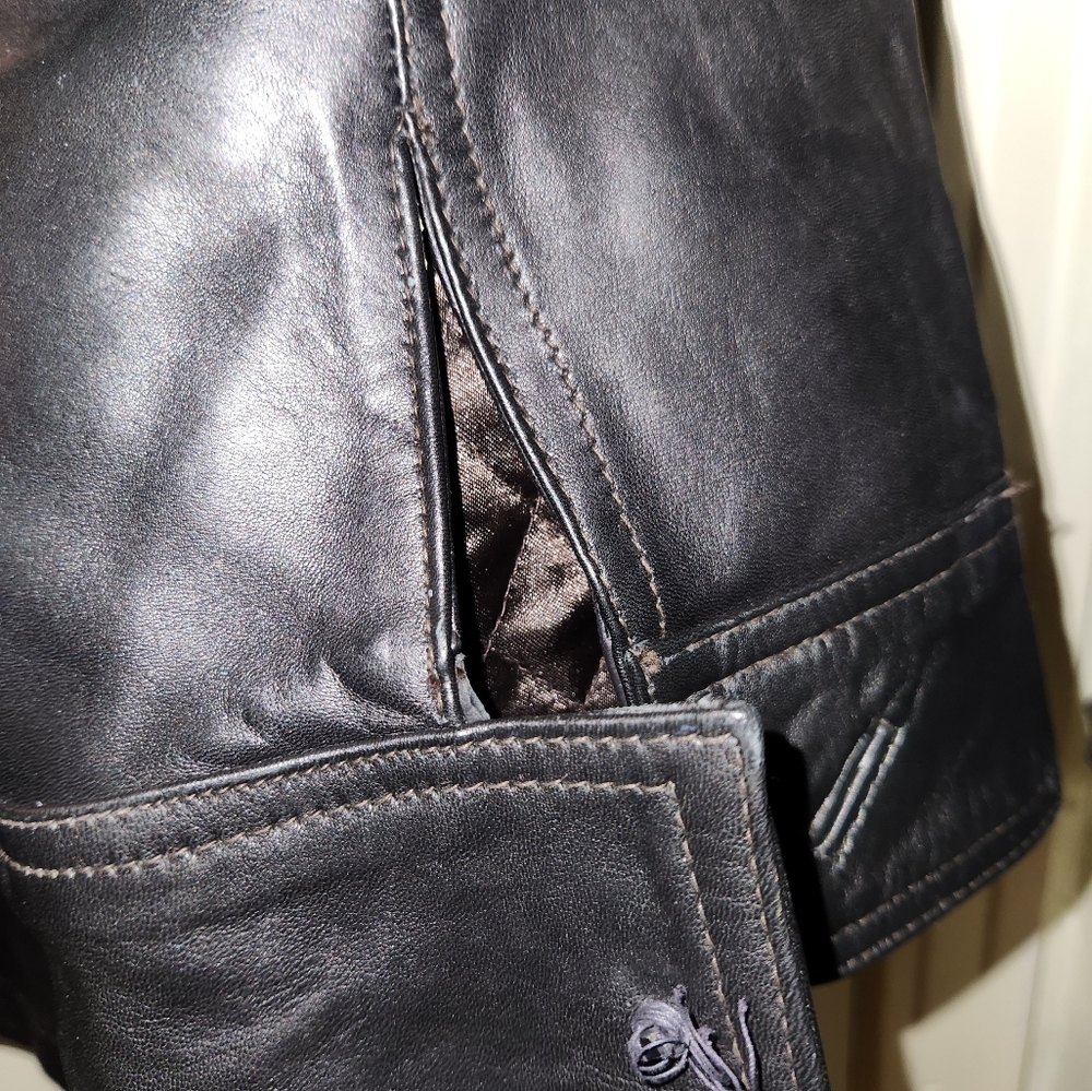 NY Trendz Men's Genuine Leather Black Coat Size Extra Large - Picture 3 of 5